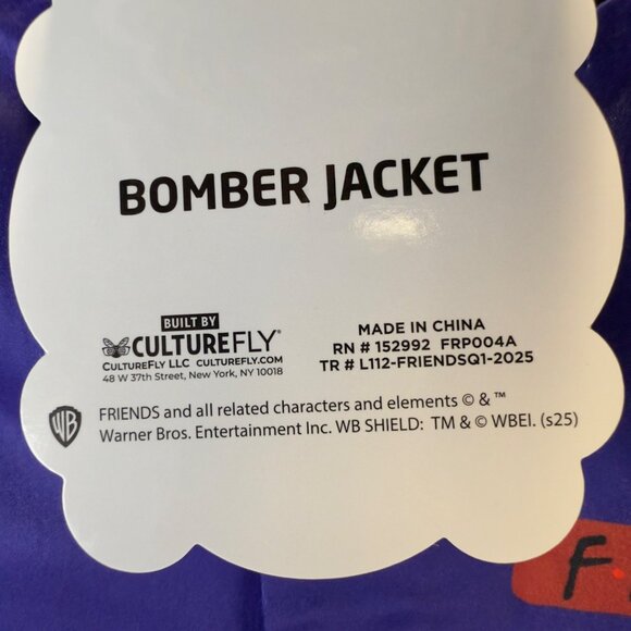 NWT FRIENDS Men’s Medium Purple ‘Central Perk’ Bomber Outerwear Jacket Joey - Picture 3 of 15